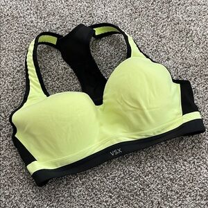 VSX Neon Yellow & Black Padded Racerback Sports Bra